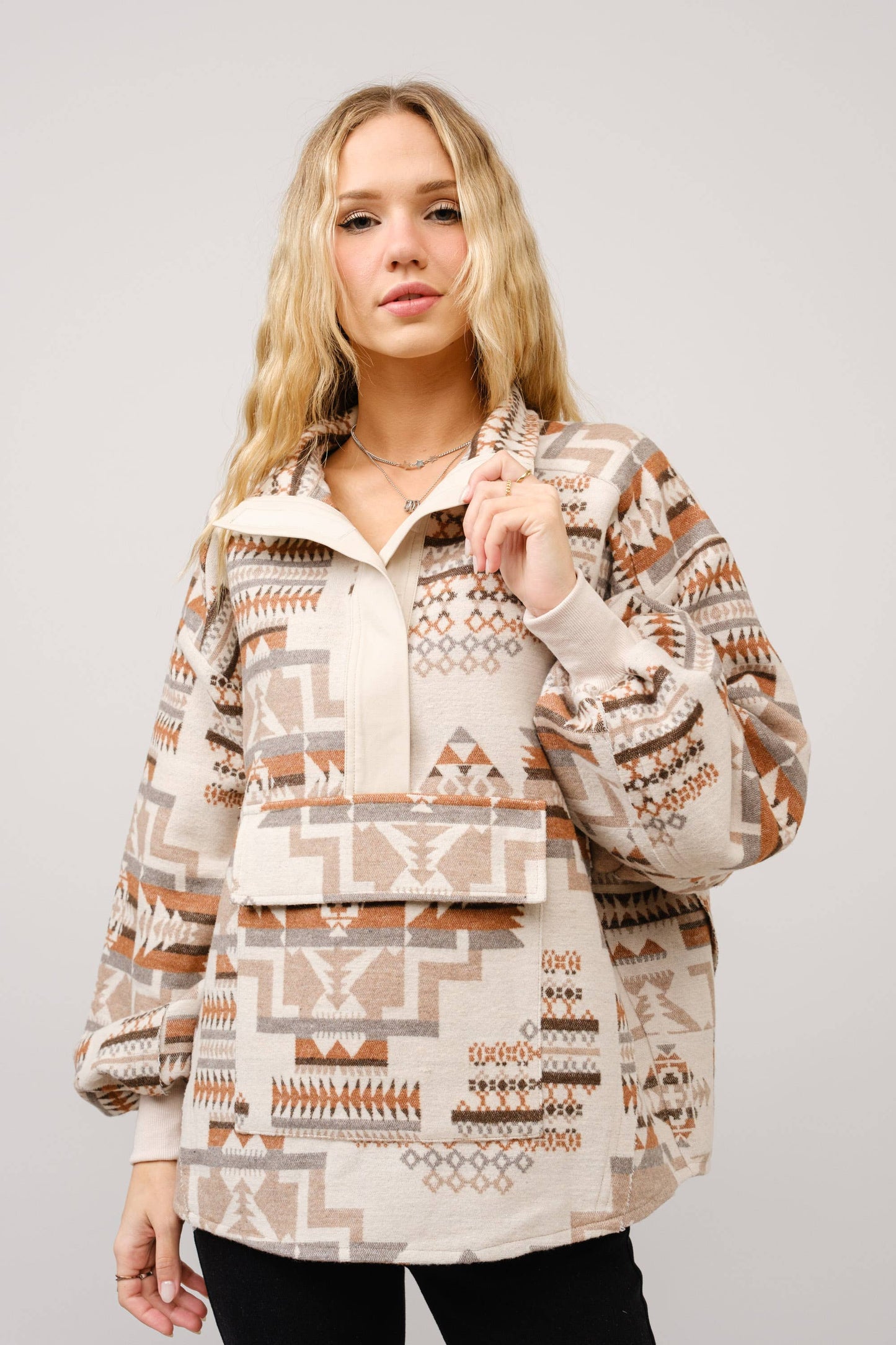 The Beth Oversized Aztec Pullover