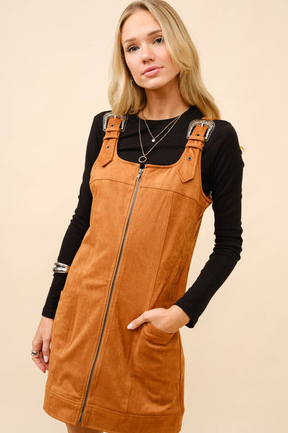 Suede Western Buckle Mini Dress