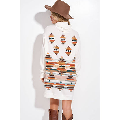 Aztec Turtle neck tunic dress