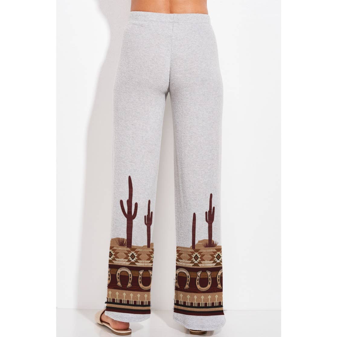 Western cowboy Print Rib Hoodie Loungewear Set