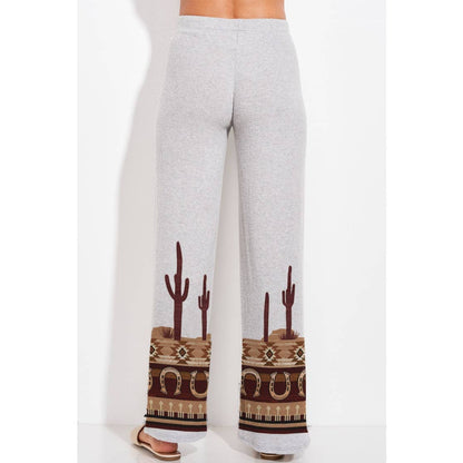 Western cowboy Print Rib Hoodie Loungewear Set