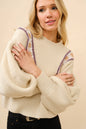 The Donna Crochet Inset Balloon Sleeve Sweater