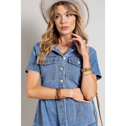 True Blue Denim Button Down Dress