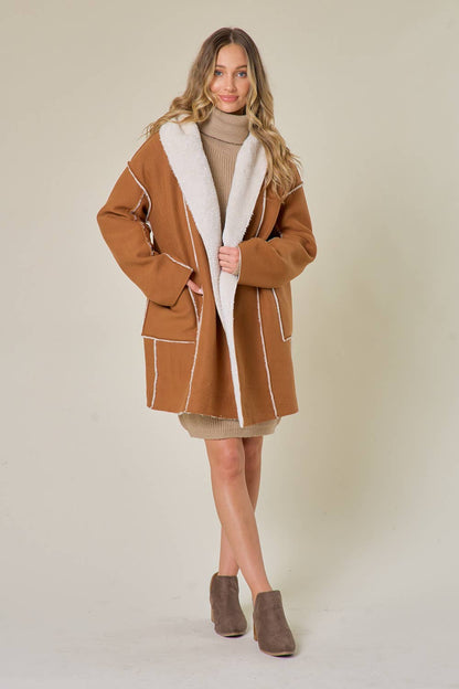 Tan Sherpa Hooded Sweater