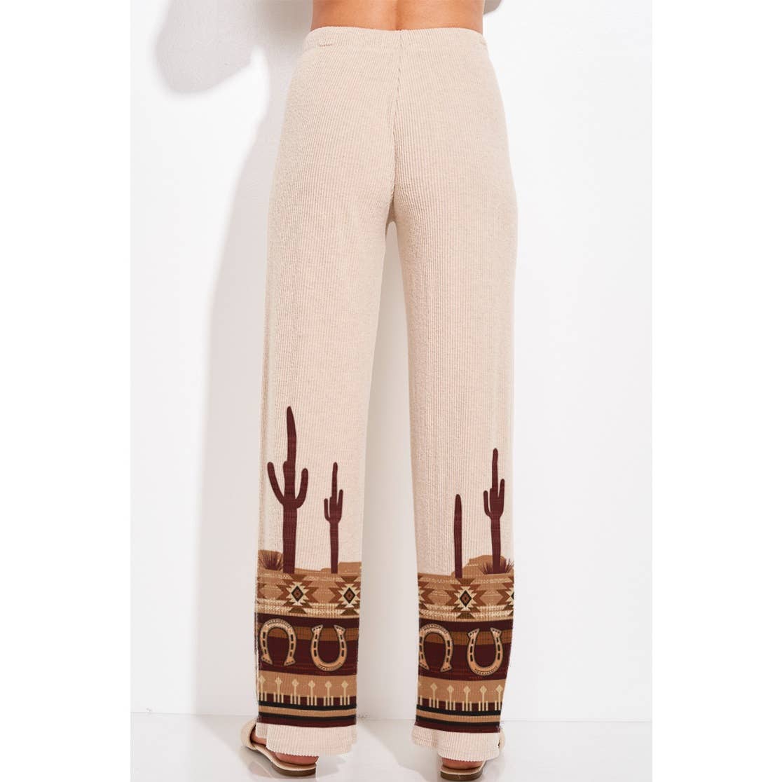 Western cowboy Print Rib Hoodie Loungewear Set