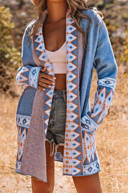 Thick Knitted Aztec Cardigan