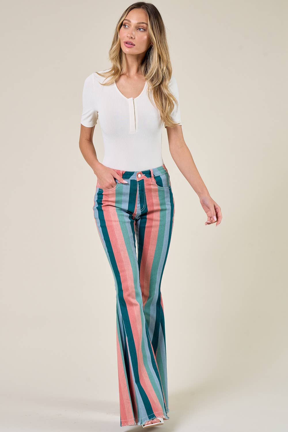 Western Striped Flare Jeans