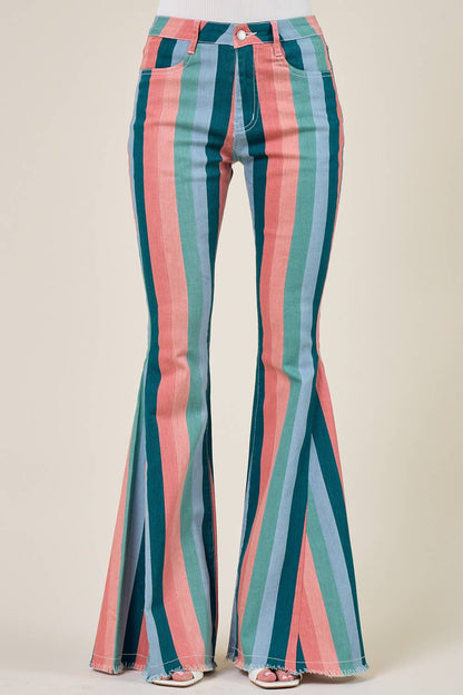 Western Striped Flare Jeans