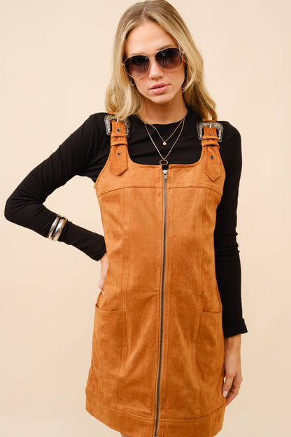 Suede Western Buckle Mini Dress