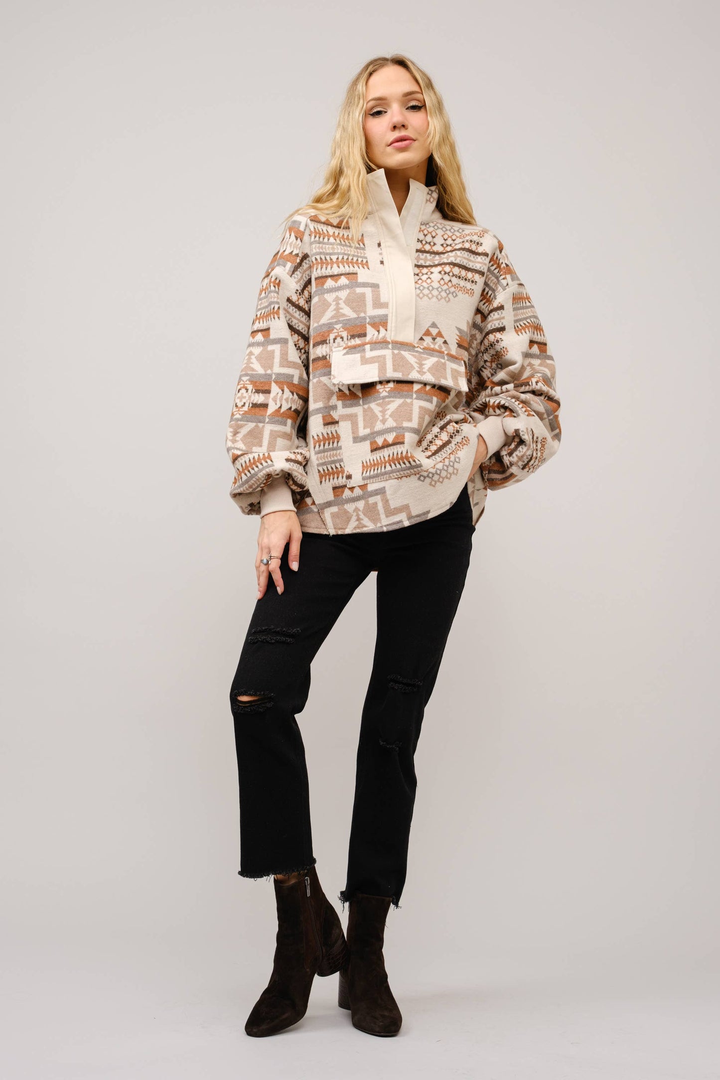 The Beth Oversized Aztec Pullover