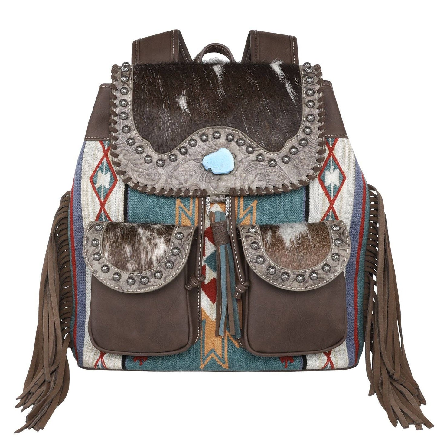 Montana West Cowhide Aztec Backpack Purse