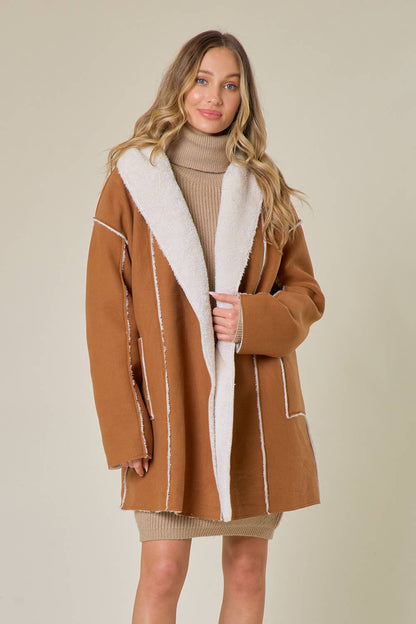 Tan Sherpa Hooded Sweater