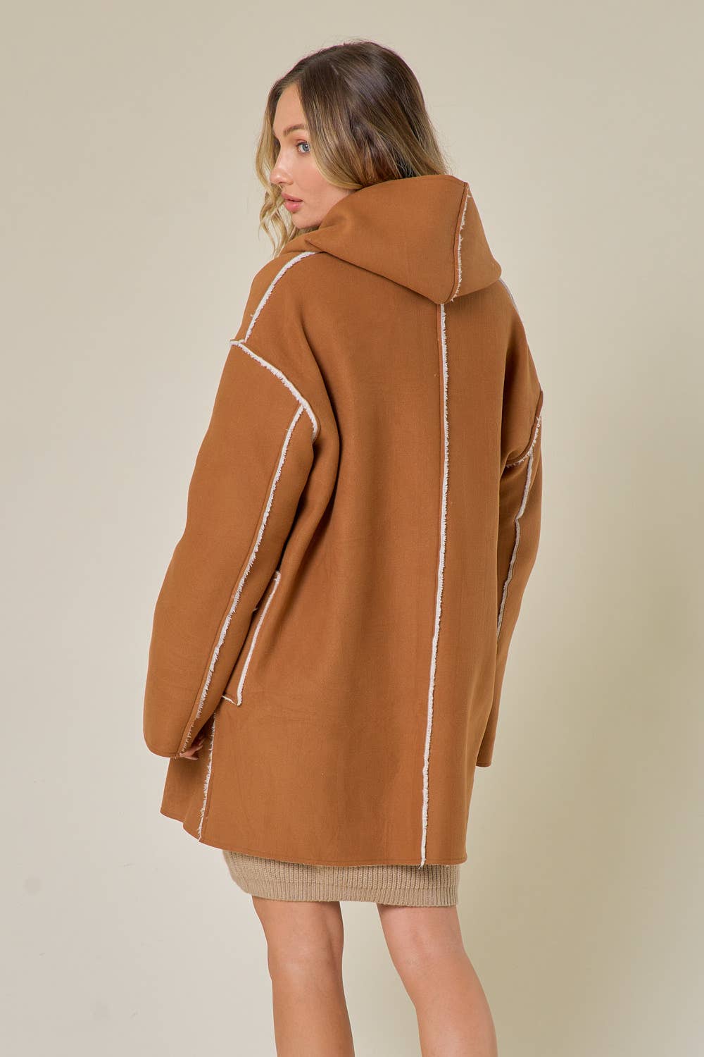 Tan Sherpa Hooded Sweater