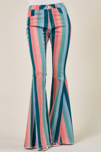 Western Striped Flare Jeans