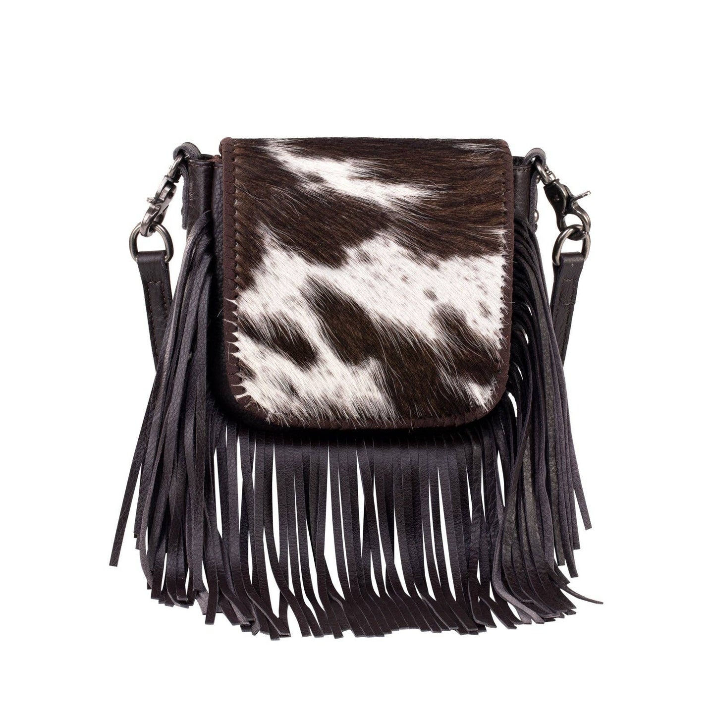 Montana West Genuine Leather Cowhide Hair-On Fringe Crossbody