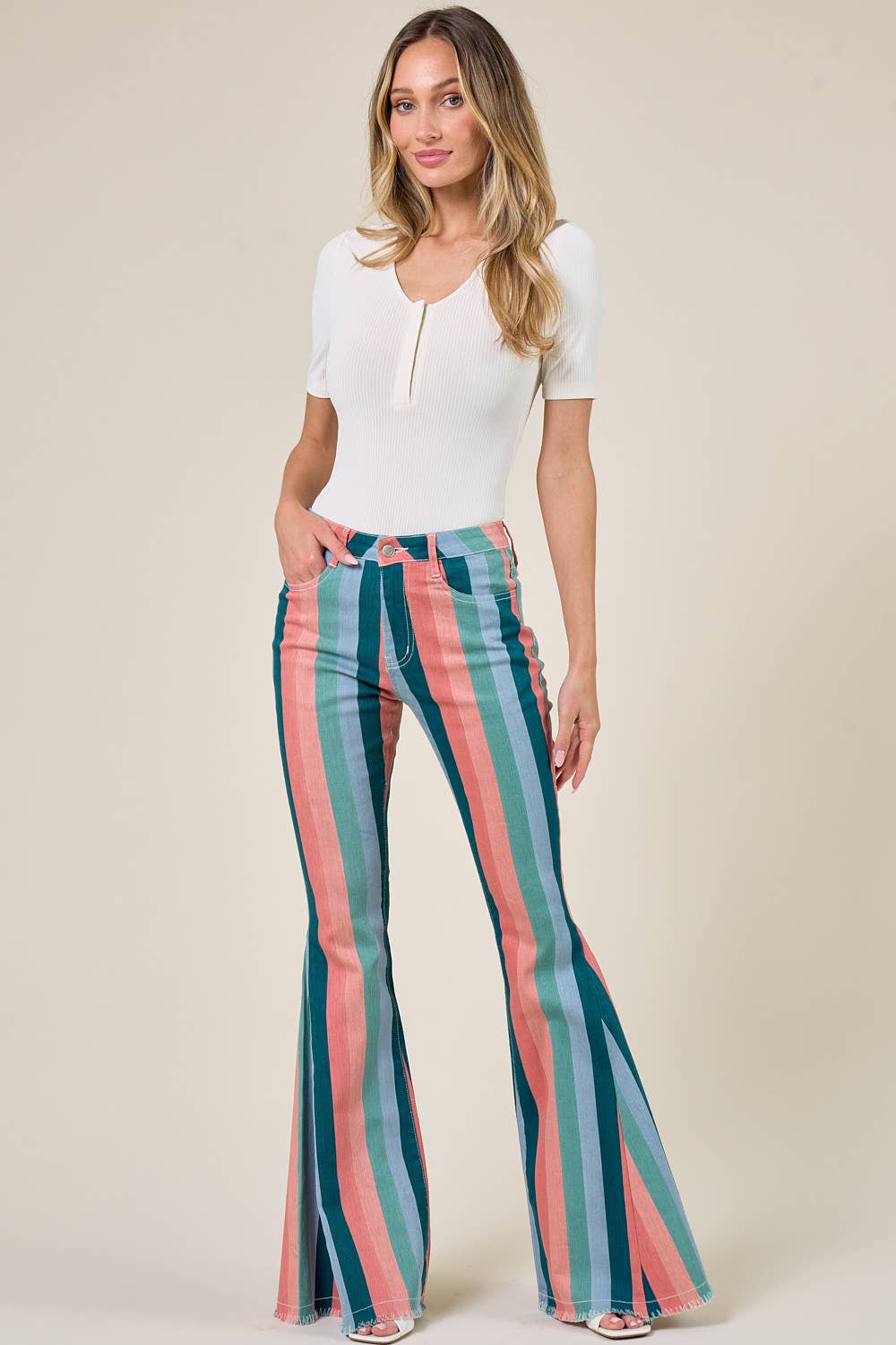 Western Striped Flare Jeans