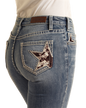 Cowhide Star Embroidered Mid Rise Boot Cut by Rock and Roll Denim