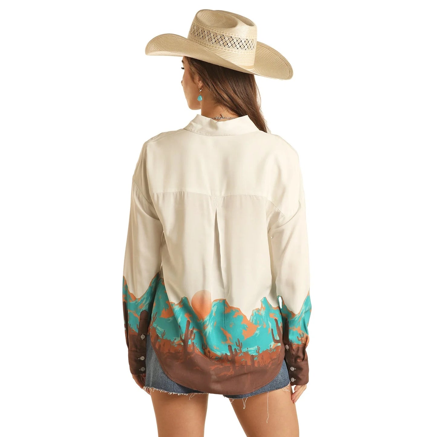 Rock & Roll Denim Women’s Desert Scenery Boyfriend Shirt