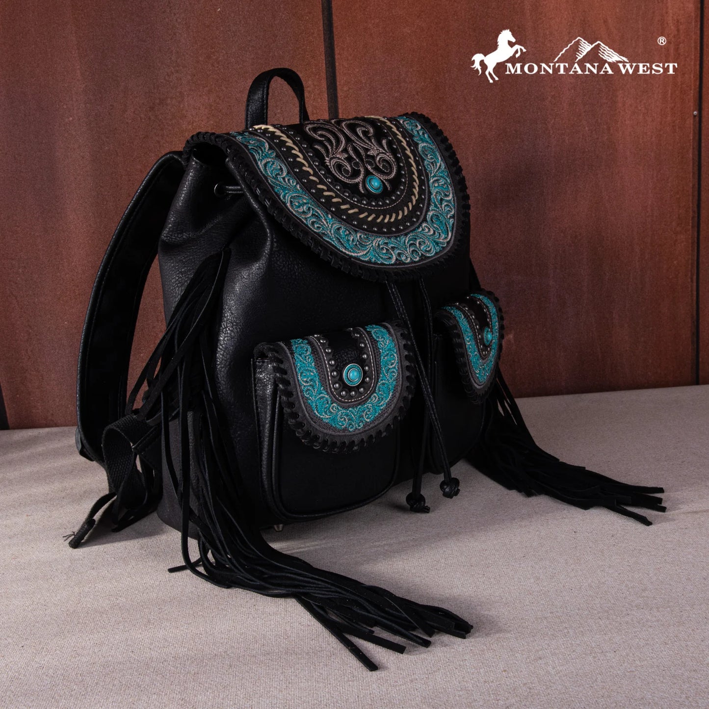 Montana West Floral Turquoise Embroidered Backpack