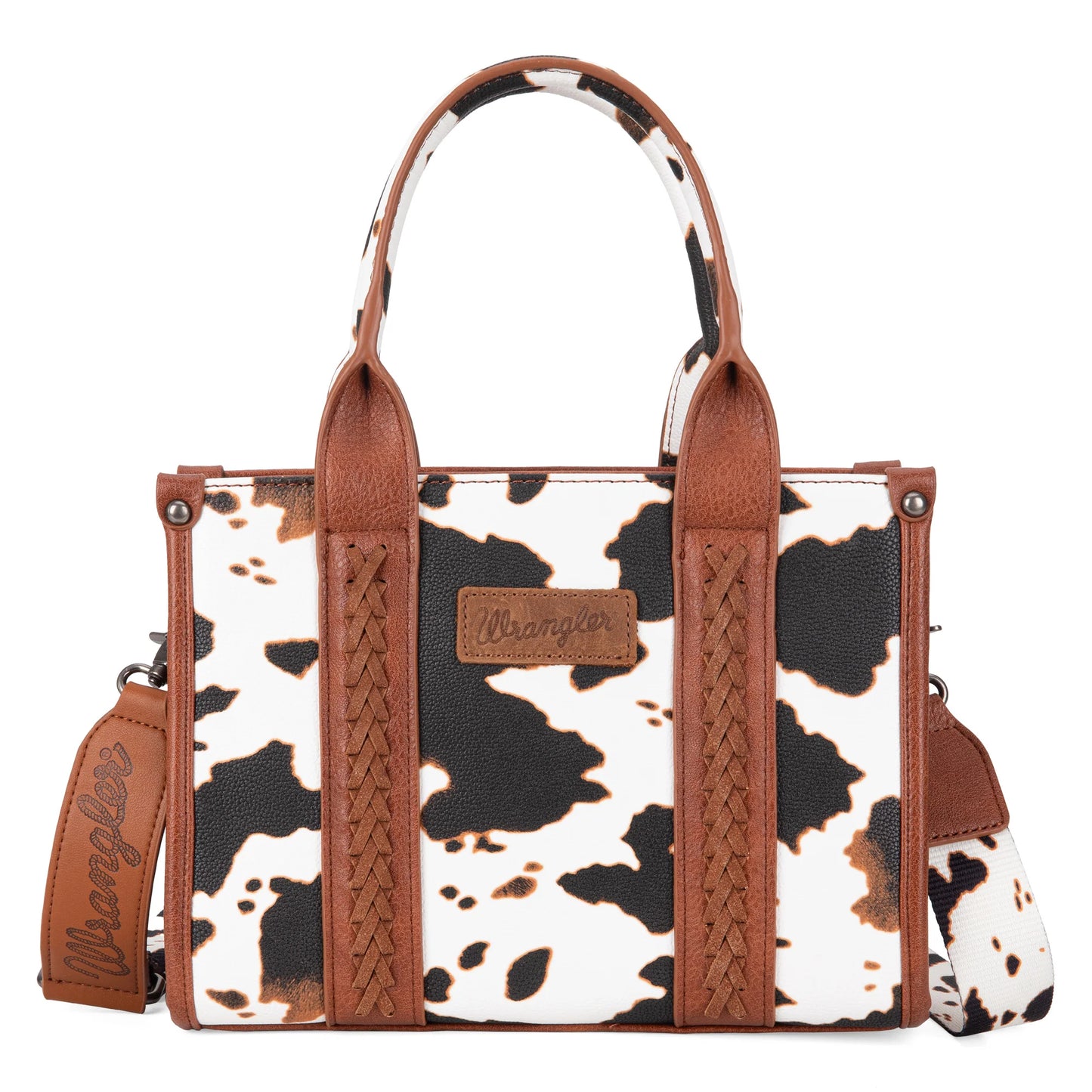 Wrangler Cow Print Concealed Carry Tote/Crossbody - Brown