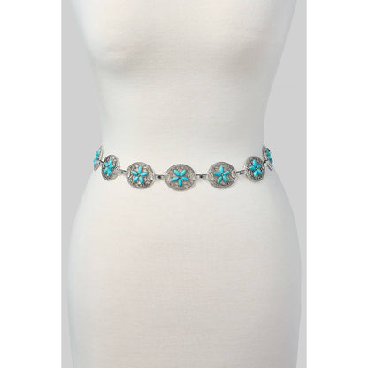 Turquoise Flower Western Concho Belt