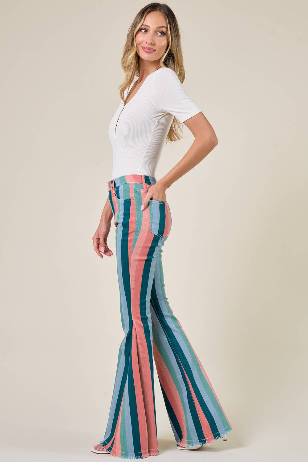 Western Striped Flare Jeans