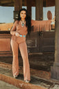 LUCKY & BLESSED - Brown Long Sleeve Fringe Jumpsuit