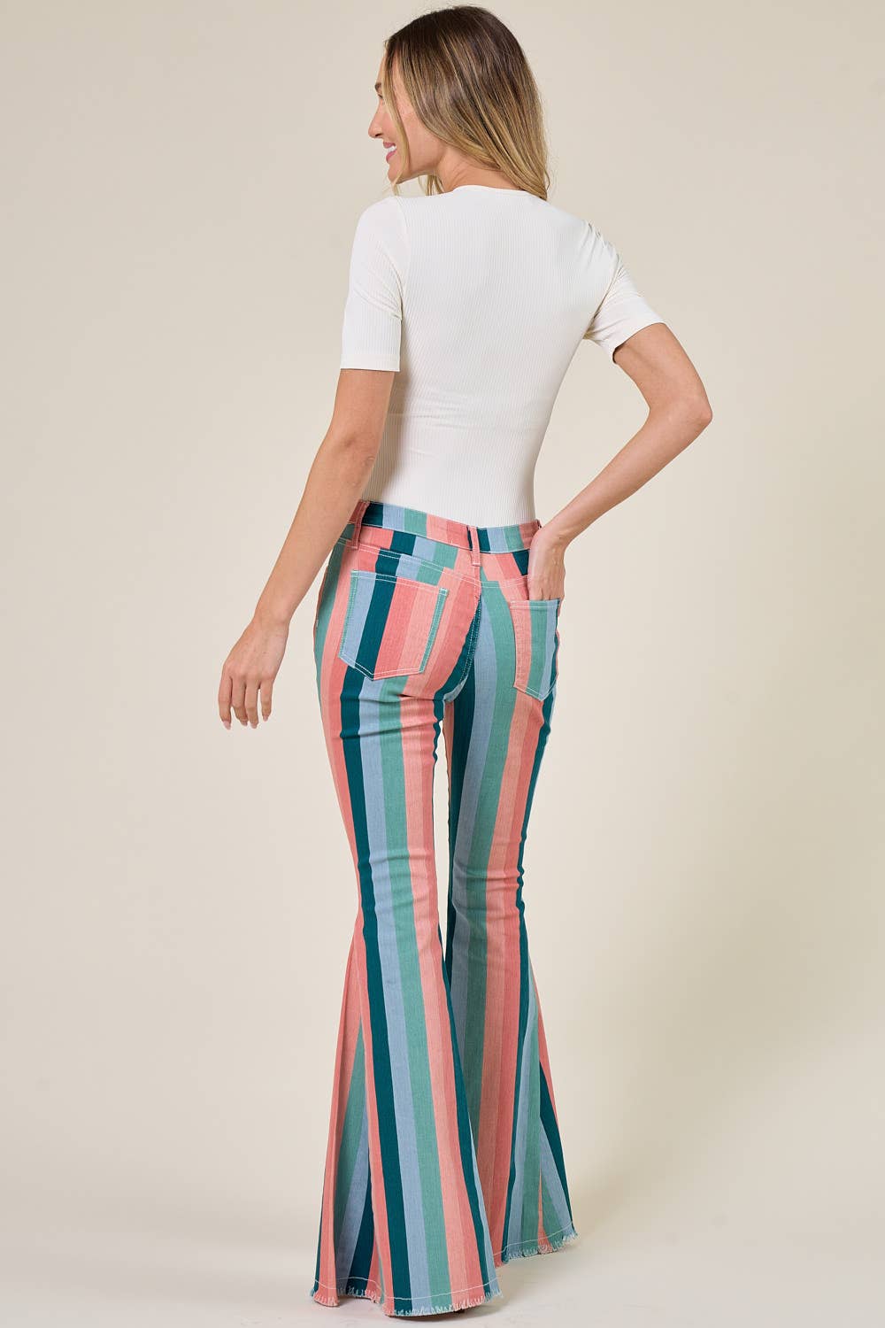 Western Striped Flare Jeans