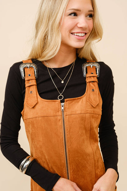 Suede Western Buckle Mini Dress