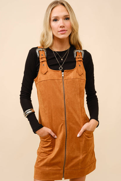 Suede Western Buckle Mini Dress